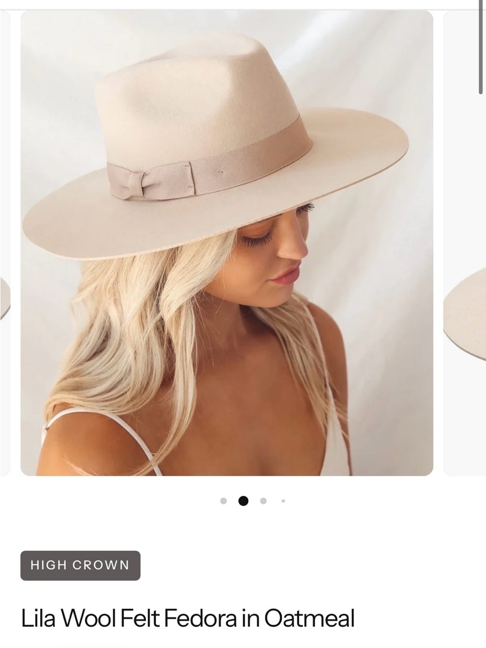 100 percent wool cream Is Wyeth Lila wide brim fedora